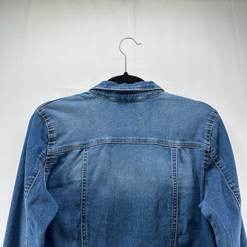 Noisy may Jacket Womens Sz M Denim Trucker Button Front Long Sleeve Stretch Blue - Picture 5 of 12